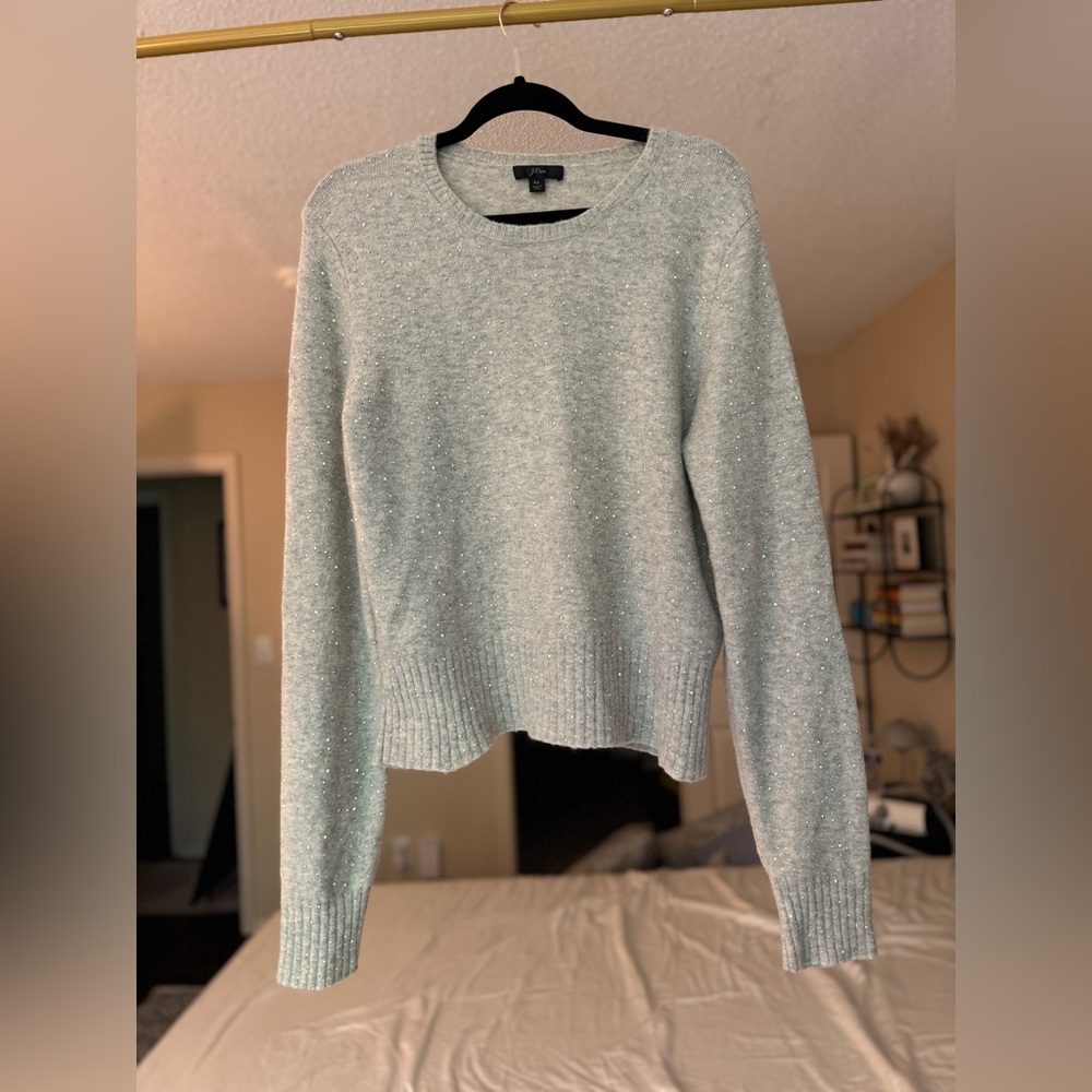 J Crew Gemstone Merino and Alpaca Sweater - Light Gray - size XL - LIKE NEW!